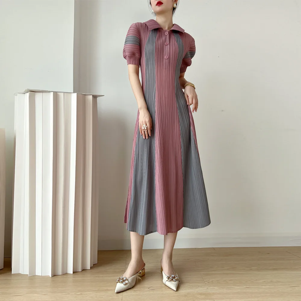 

Высококачественное Плиссированное женское платье миаке, Новинка лета 2023, высококачественное строченное женское платье, модный дизайн, индивидуальная разноцветная юбка