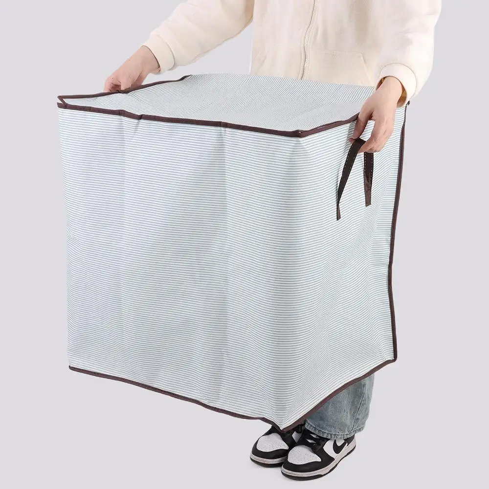 Gift Stripe Quilt Storage Bag with Handles Dust-proof Closet Organizer Foldable Clothes Storage Bins 5