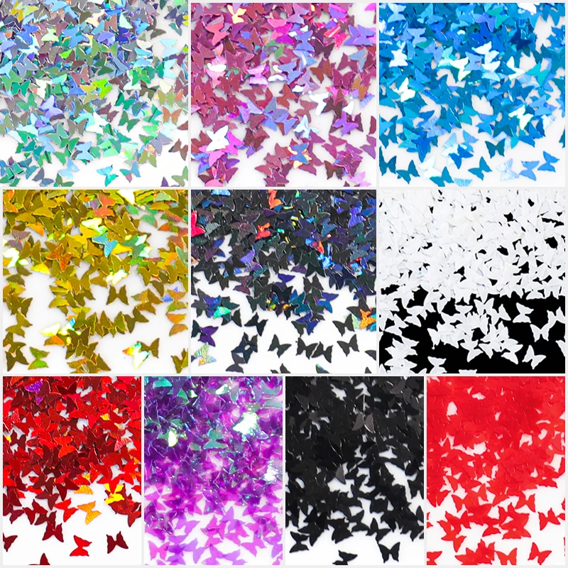 Holographische Laser Schmetterling Nagel Aufkleber Nägel Kunst Glitter Bunte Pailletten Dekorationen 3D Sparkly Flakes Maniküre DIY Liefert – Detail 3