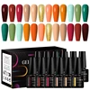 MEET ACROSS 12Pcs/Set Gel Nail Polish Set Colorful Glitter Nail Art Long-Lasting Soak Off UV Gel Kit for Manicure Nails Vernis 3