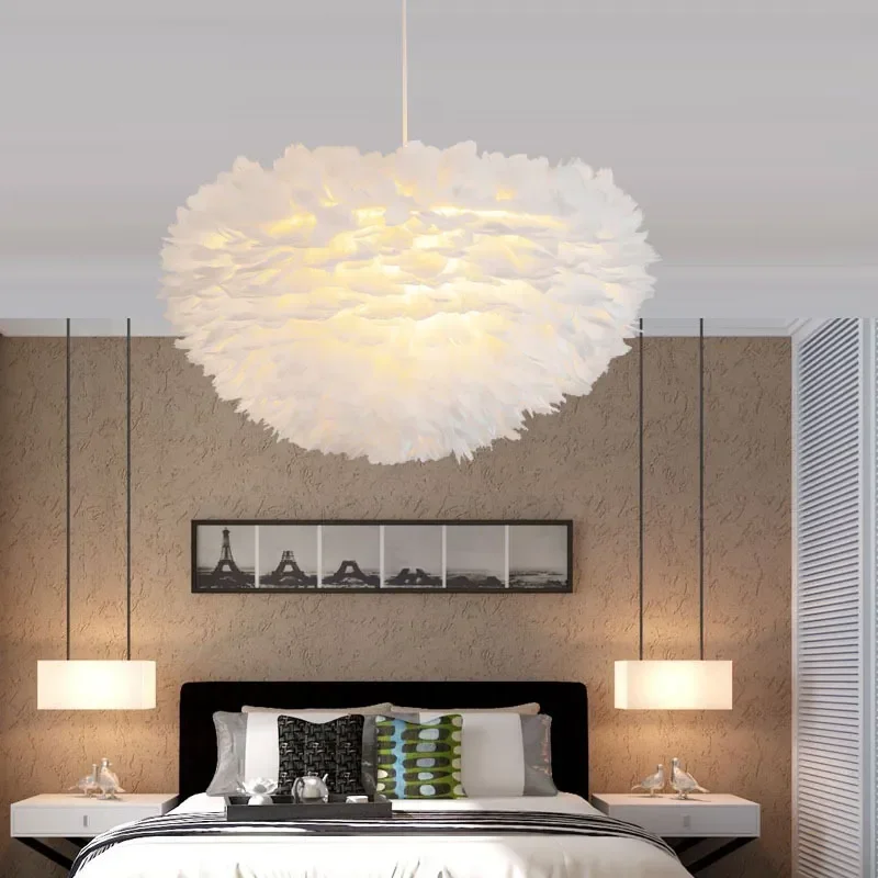 Nordic Feather Chandelier Pendant Lights Pendant Lamp Chandelier Lighting Modern LED Pendant Lamp Hanging Light for Living Room Bedroom Home Decor Creative Suspension Lustre