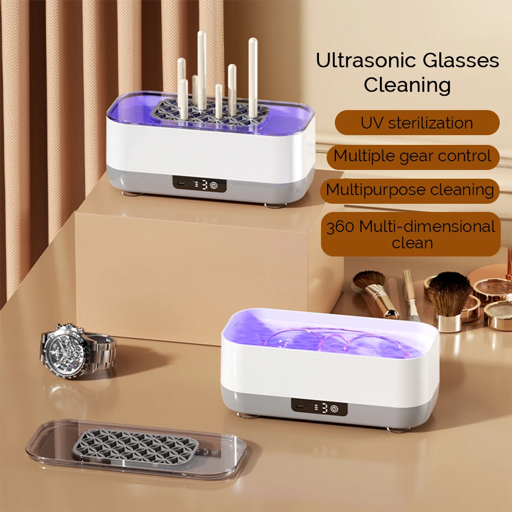 Portable Ultrasonic Cleaner Ultrasound Glasses Washing Machine Lens Washer Makeup Brush Ring Jewelry UV Sterilization Cleaning