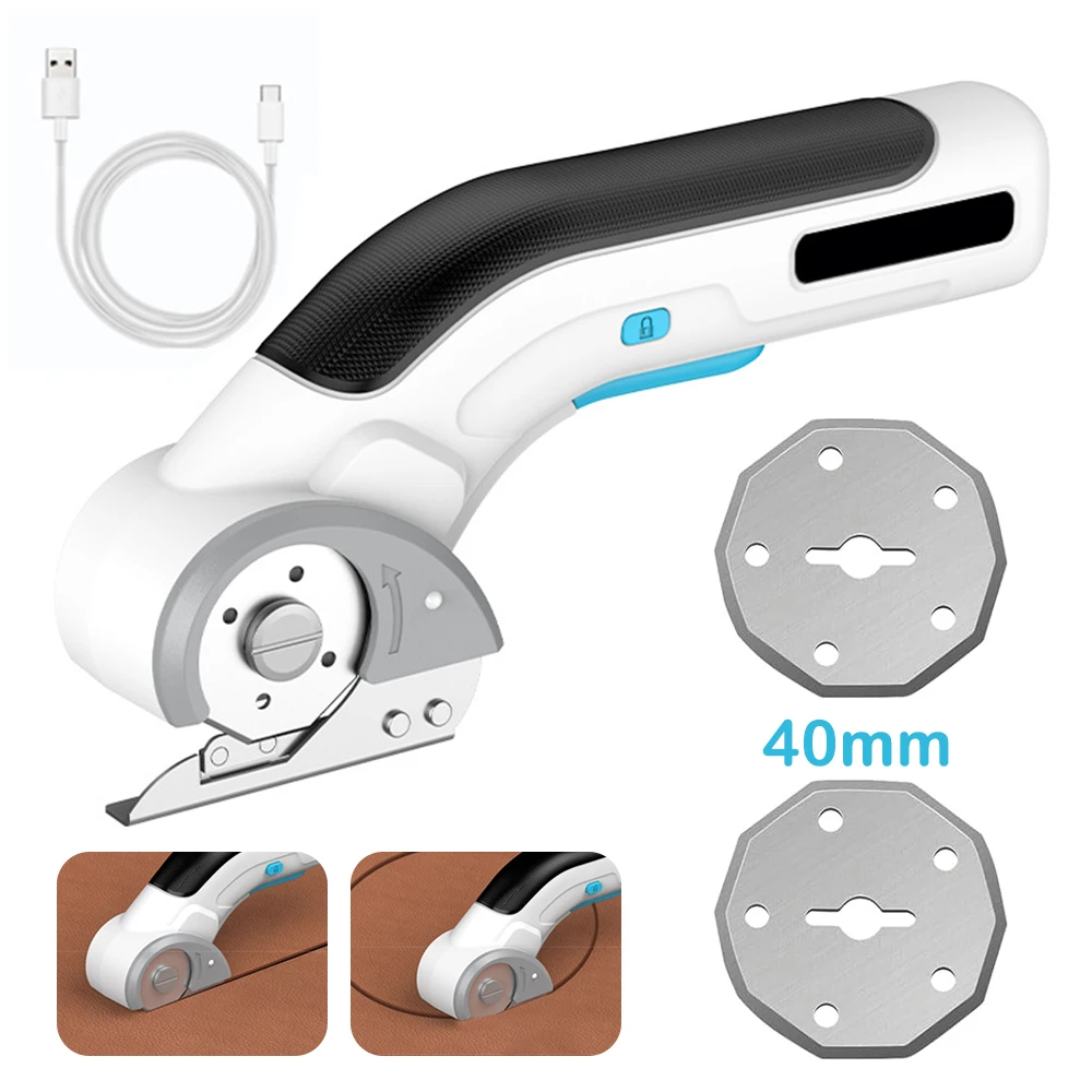 Cordless Electric Scissors Rotary Cutter Rechargeable Electric Cardboard Box Fabric Scissor With Blade For Leather Carpet Sewing