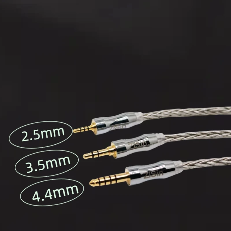 ZiSin 26 silver palladium adapter cable, suitable for ZSX C12 ZSN V90 BA5ZS10 Pro, 4.4mm to 2.5mm/3.5mm balanced inner screw