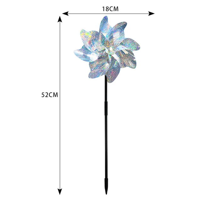 2/10Db Madárriasztó Szélmalom Kültéri Kerti Madárcsökkentő Szikrázó Pinwheels Ezüst Színes Szél Fonó Gyerekek Játék Gyep Dekoráció - Image 6
