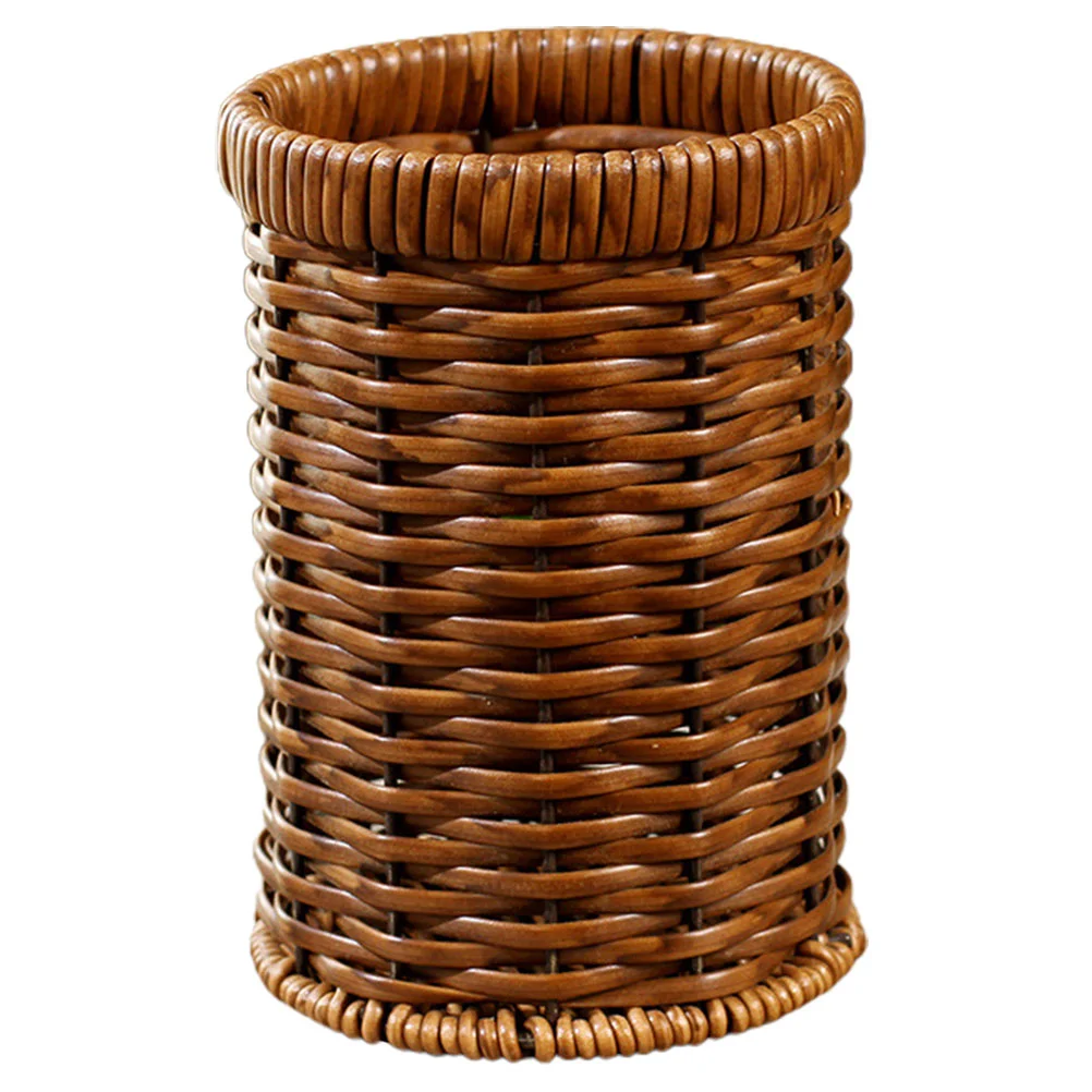 

Woven Basket Imitation Rattan Cutlery Storage Holder Silverware Organizer Plastic