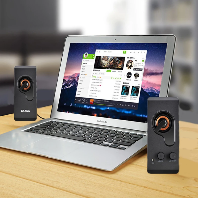 컴퓨터 스피커 PC 듀얼 스피커 USB 데스크탑 3.5mm AUX 4D 스테레오 서라운드 사운드 바, PC 스피커 미니 서브우퍼 스피커