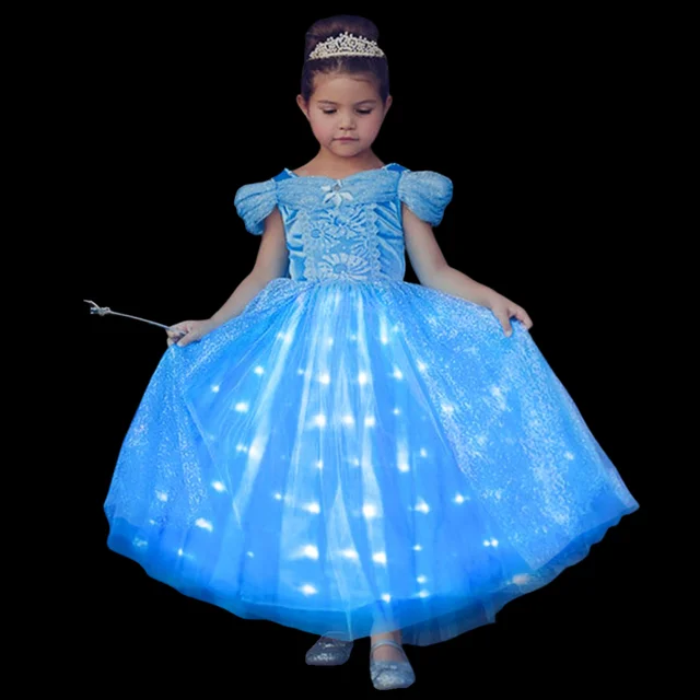 Meninas Cinderela Led Light Up Vestido Cosplay Princesa Carnaval Fantasia  Roupas Crianças Natal Fantasia Disfarce Aniversário Roupas - Vestidos De  Fantasia Para Crianças - AliExpress