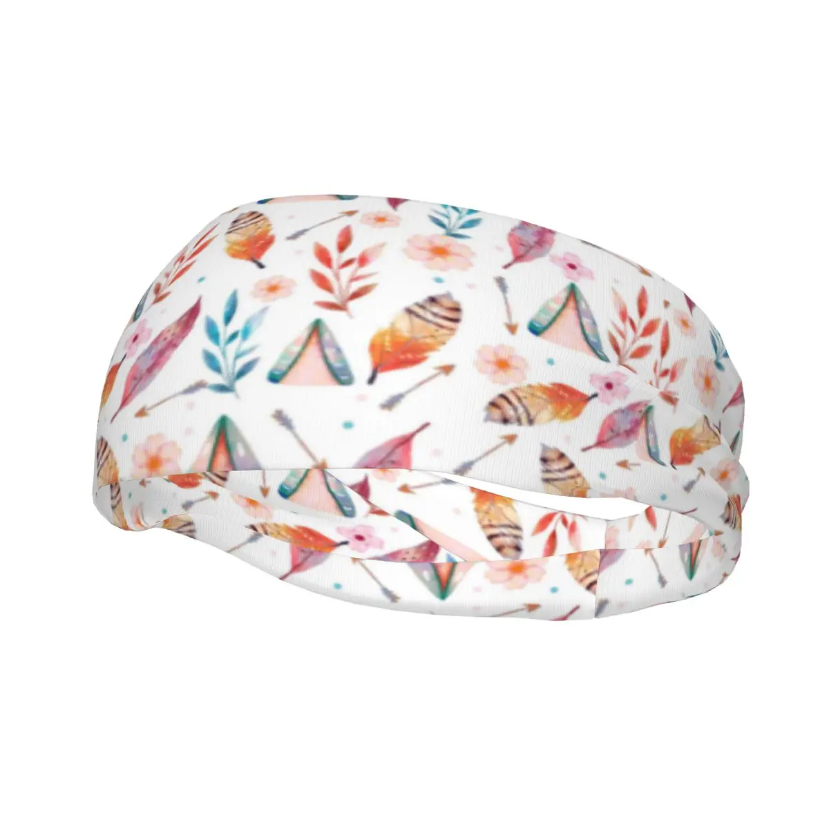 

Boho Feather Pattern Sweatbands Sport Safety Sweat Headband Headwear Bohemian Hair Bandage Tennis Gym Fitness Hair Sweat Bands
