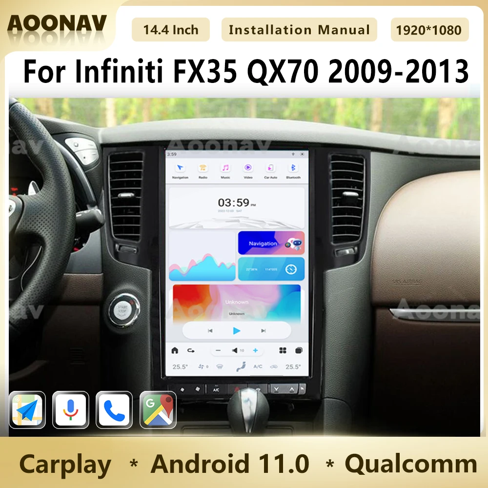 

14.4” Android 11 Car Radio For Infiniti FX35 QX70 2009-2013 GPS Navigation Multimedia Video Player Wireless Carplay Head Unit