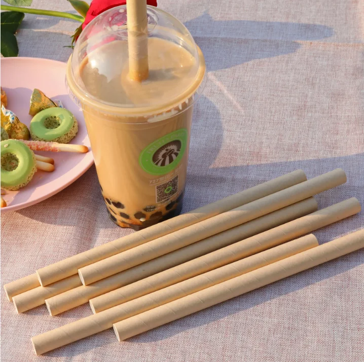 [100 Pack]Paper Straws 12*230 Drinking Bubble Tea Festival Biodegradable Disposable Straws for Drinking and Crafts