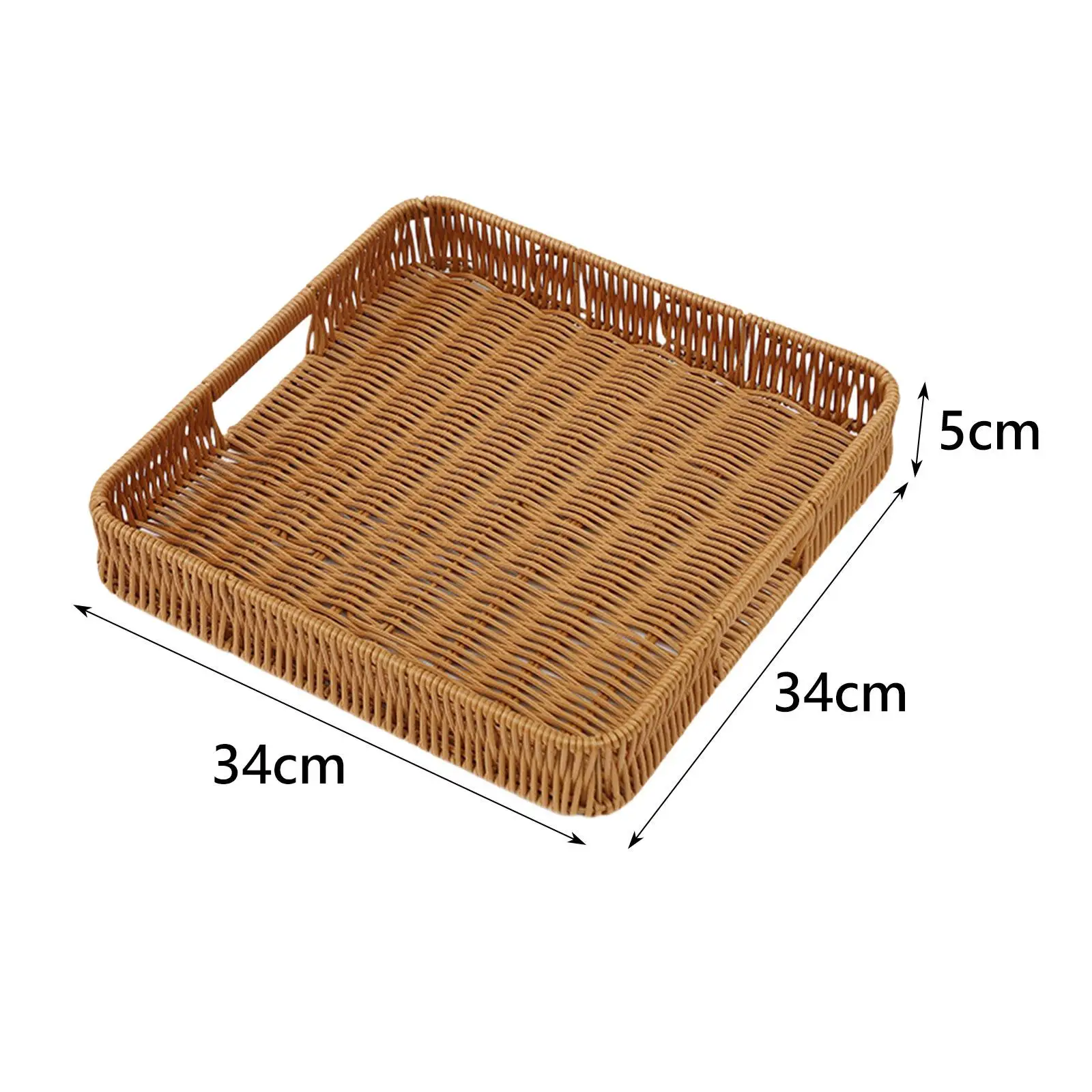 Imitation Rattan Bread Basket Woven Basket Rustic Snack Bread Trays Square Serving Basket Serving Tray for Drinks Vegetables 6