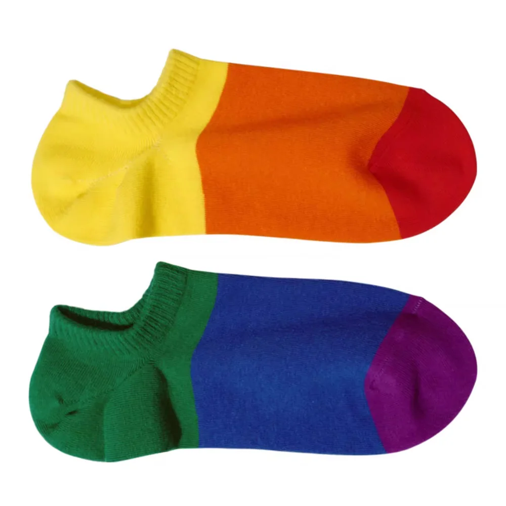 Men's Original 6 Six-color Rainbow Boat Socks Left and Right Foot Combed Cotton Sports Socks Boat Socks Thin