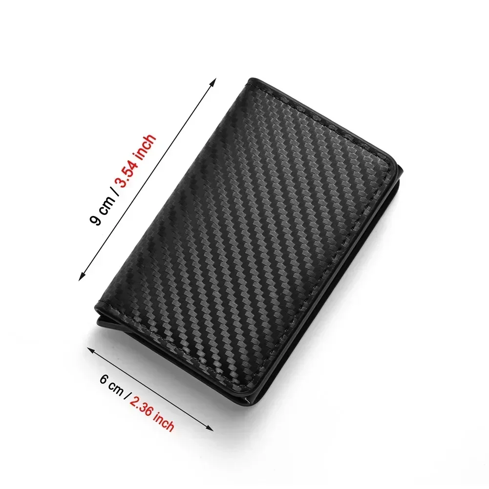 Card holder RFID Anti blocking Anti-theft Automatic pop-up Men's ID Credit card holder case Wallet Carbon fiber purse