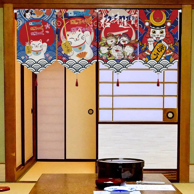 Japanese Short Curtain Doorway Noren Sushi Shop Triangle Flag Kitchen Home Decor Drapes Ramen Restaurant Hanging Half-Curtain 2