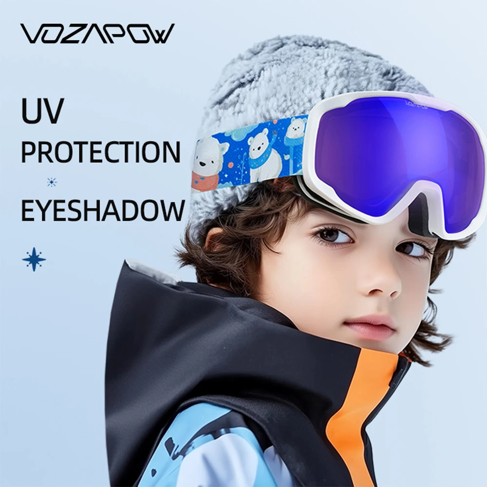 Vozapow Kids Ski Goggles Double Layer Impact Resistance Anti Fog Skiing Mask HD Snowboard Eyewear UV400 Children Snow Sunglasses 5