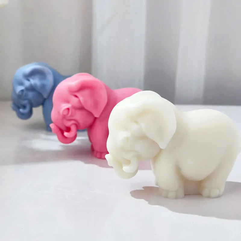 African Three Treasures Elephant Rhinoceros Hippopotamus Mold Aromatherapy Candle Gypsum Desktop Decoration Chocolate Cake Mold