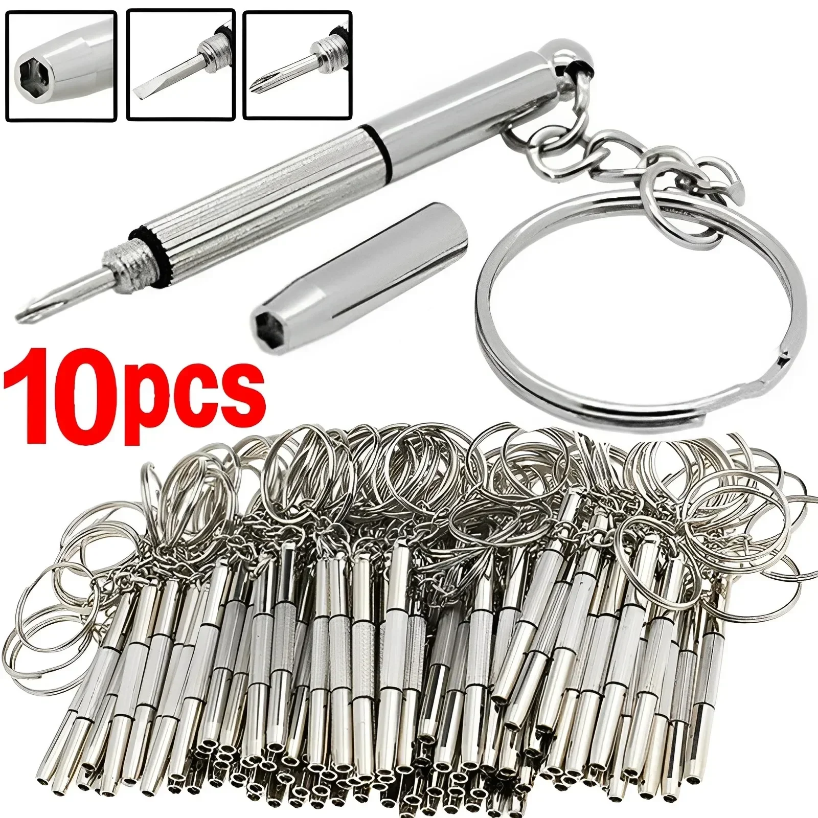3 In 1 Eyeglass Screwdrivers Repair Kit with Keychain Watch Repair Glasses Screwdriver Recision Screw Driver Tools Accessories
