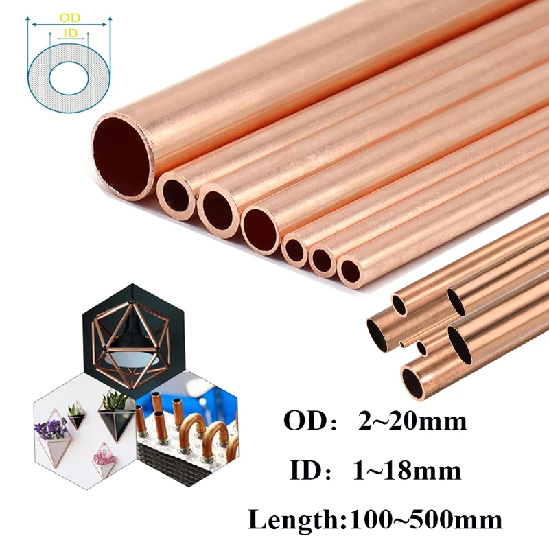 Copper Tubes 1pcs Length 100mm~500mm OD 2~20mm ID 1~18mm
