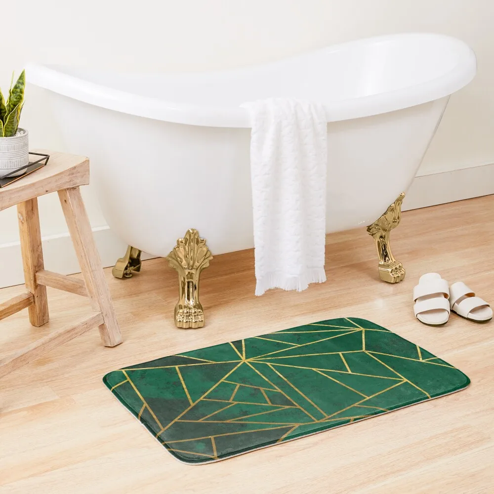 

Emerald Green Modern Geometric Bath Mat Bathrooms Accessories Novelties Bathroom Rug Set Toilet Floor Mat