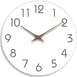 12 - Inch Silent White Minimalist Wooden Wall Clock - 10 inch (White)