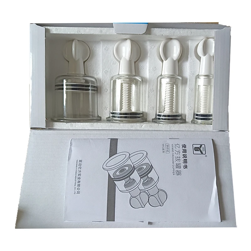 4 PC Vacuum Cupping Cups Acupuncture Body Massage Cans Nipple Enlarger Twist Rotary Handle Suction Anti Cellulite Vacuum Cupping 4