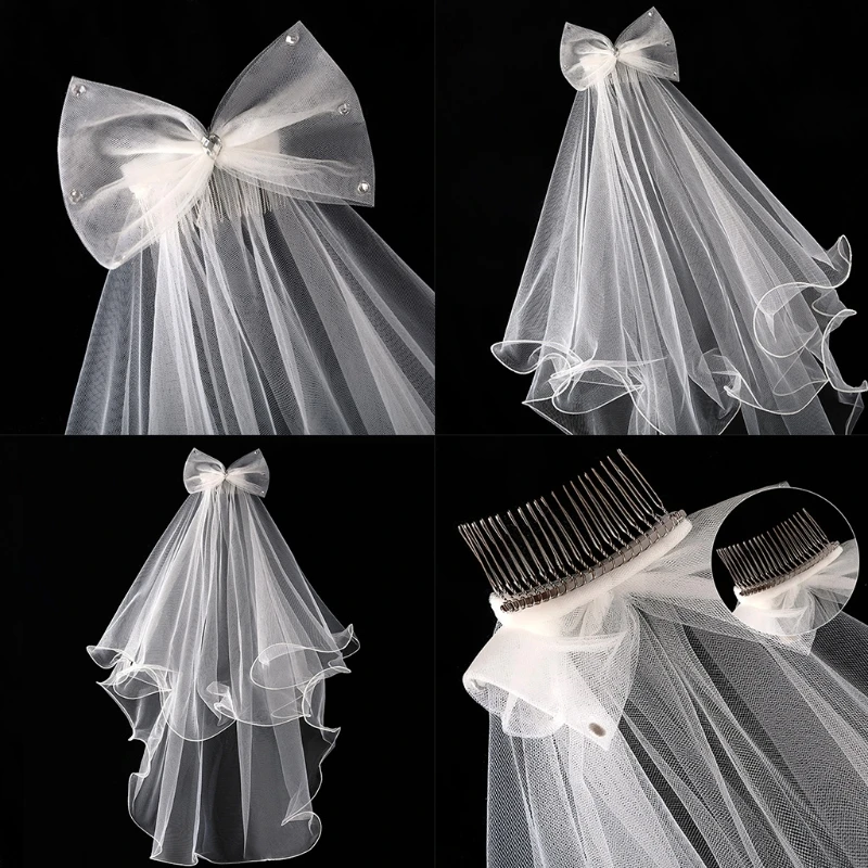 Bridal Veil Catholic Church Veil Girls Communion Veil With Comb 2 Tier Short Length Wedding Veil For Kids