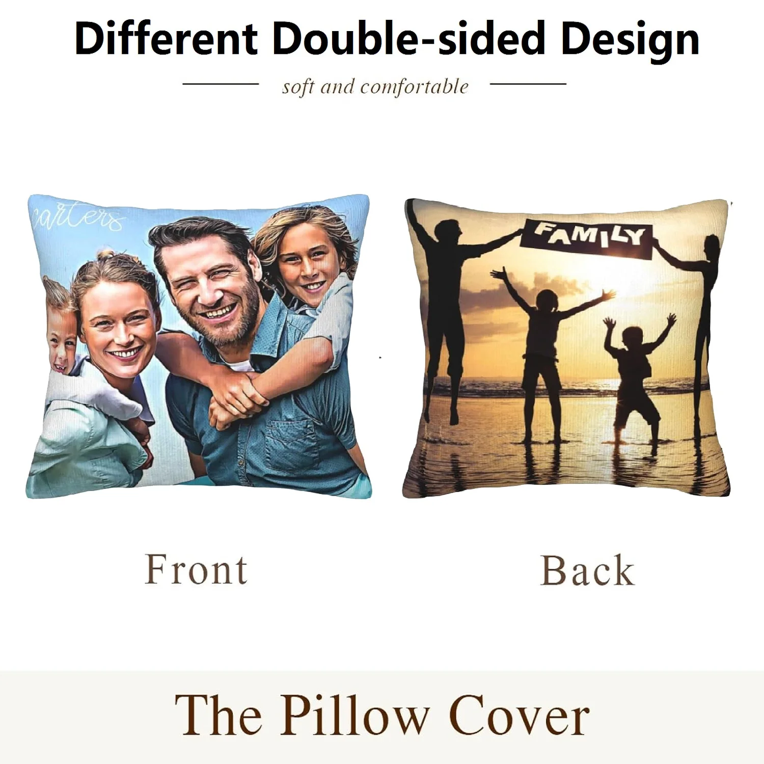 Personalized Photo & Text Decorative Pillow Cover