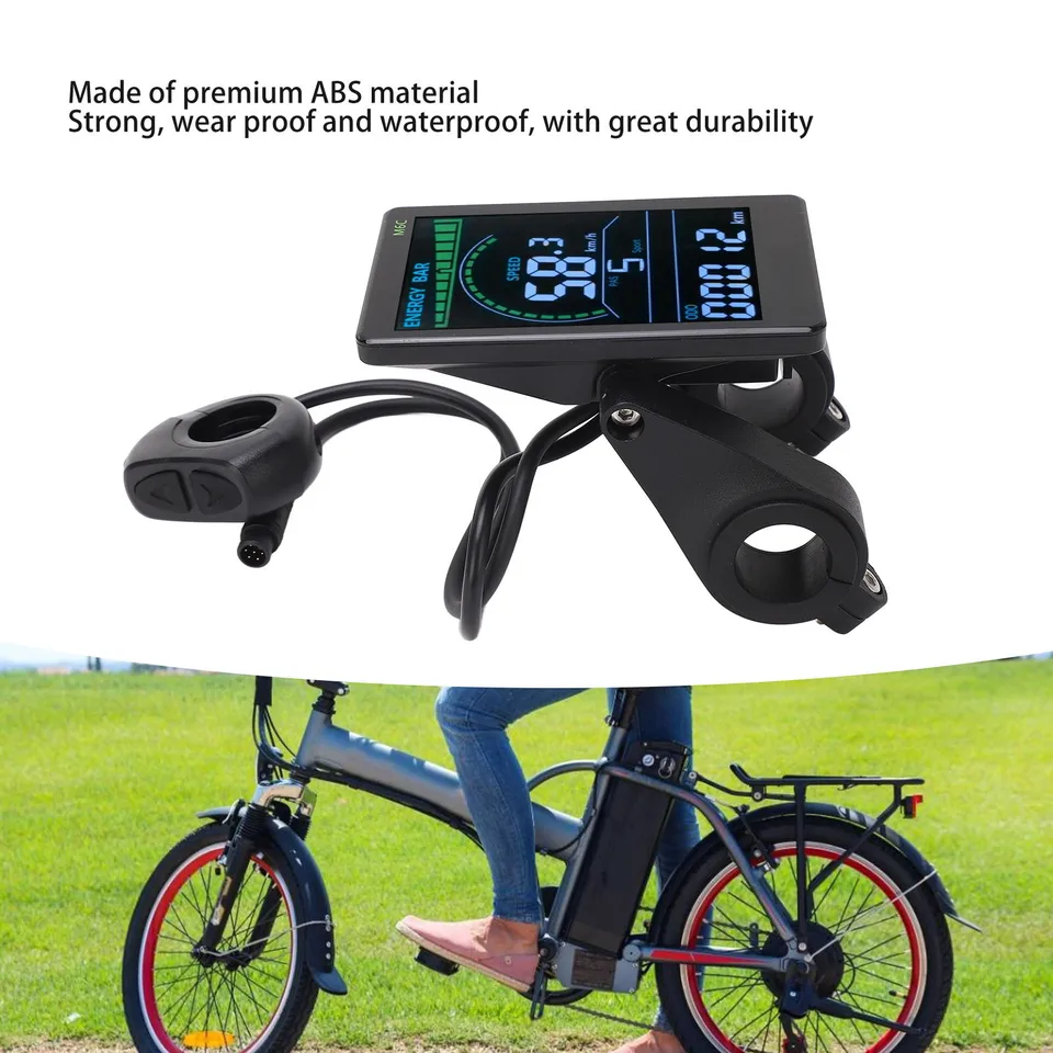 S966 Electric Bike LCD Display Meter 48V-72V/60A 18 Tube Sine Wave Controller E Scooter LCD Panel for Mountain EBike Black 1 Set