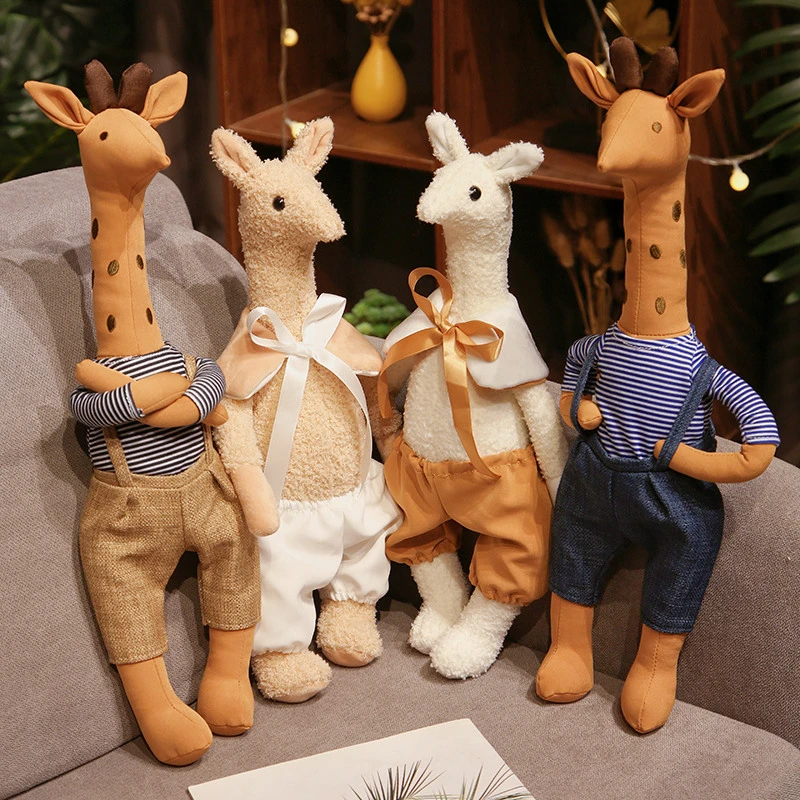 Ins Kawaii Animal Baby Bedroom Bambole Di Accompagnamento Cute Giraffa Peluche Per Bambini Bambola Di Alpaca Ripiena Per Bambini Giocattoli Comfort