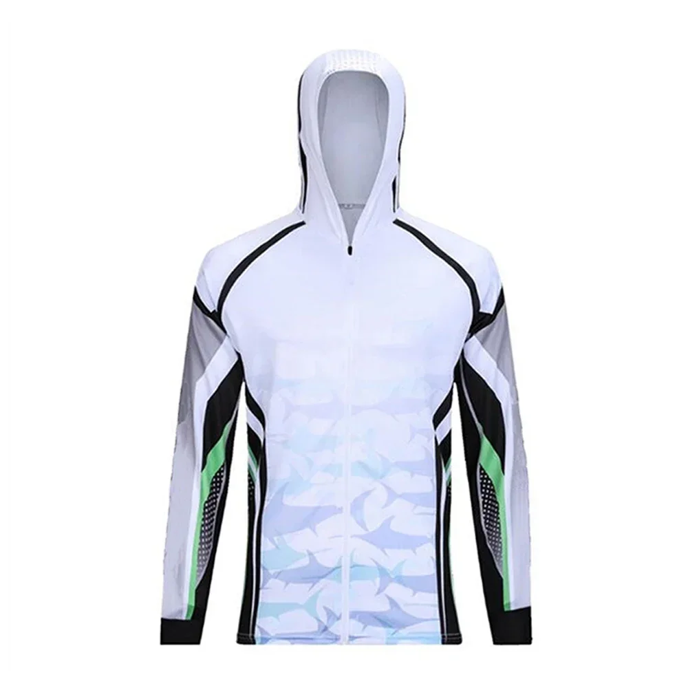 Men Fishing Shirt Fishing Clothes Summer Hooded Long Sleeve Performance Fishing Jersey UV Hoodies
