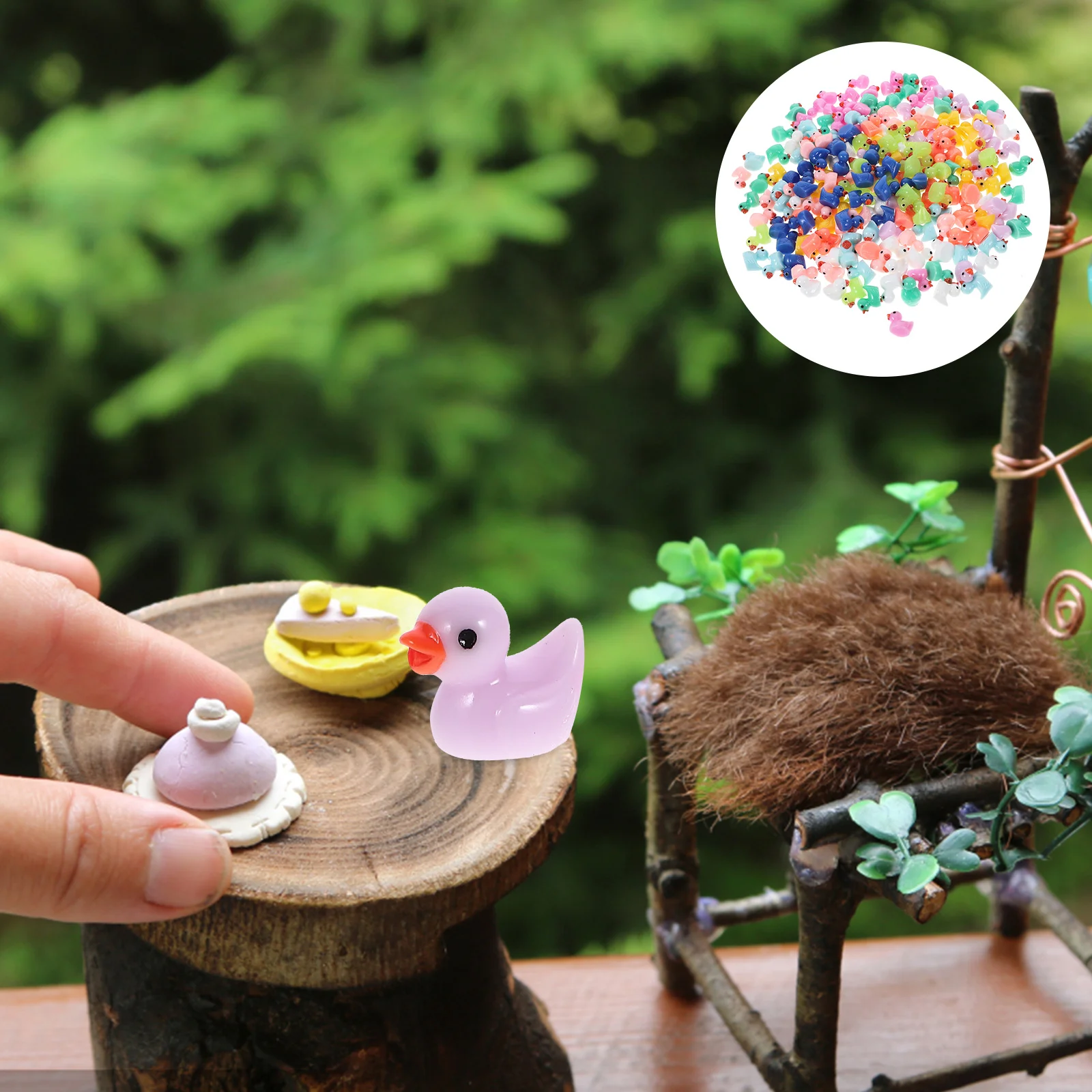 Little Yellow Mini Ducks Pendant Moss Micro Landscape Miniature Ornaments Creative Decoration Accessories 200pcs Desktop