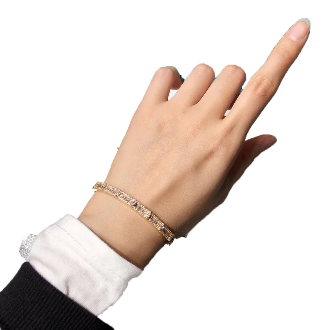 2022 Hot Trend Brand Luxury Shiny Horse Eye Rectangular Diamond Bracelet Gold Rose Gold SilverEveryday Wear, Party, Birthday