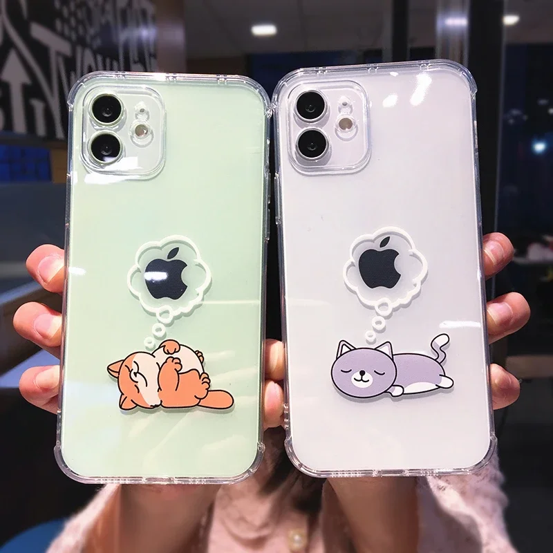 Adorable Cartoon Dinosaur Clear Shockproof Phone Case Cover