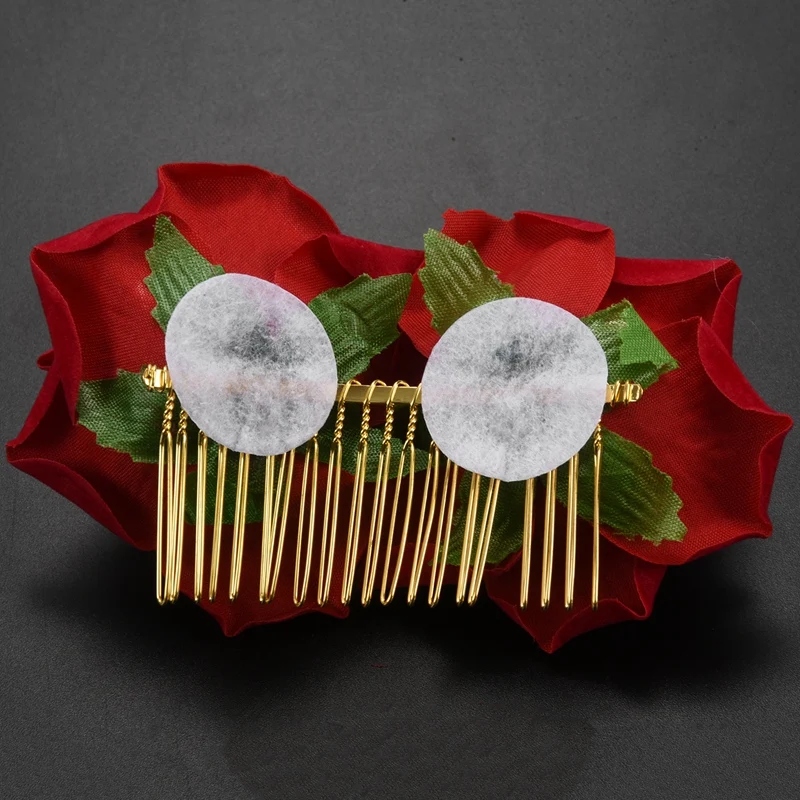 Rose Flower Hair Clip Slide Flamenco Dancer Pin Flower Brooch Lady Hair Styling Clip Accessories