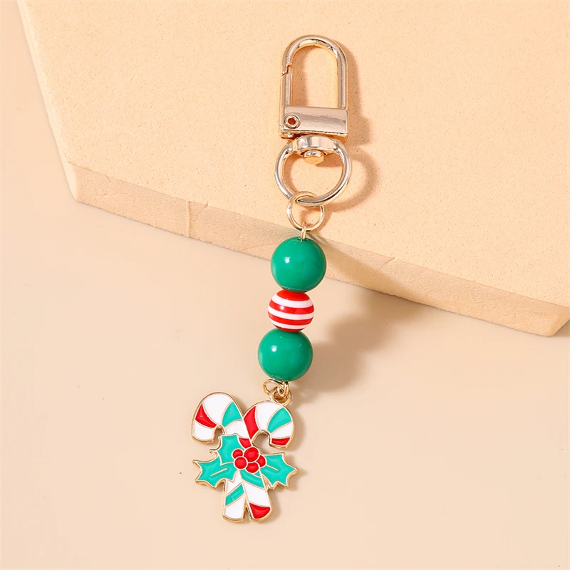 Niedlicher Weihnachtsbaum-Kranz, Zuckerrohr-Schlüsselanhänger für Autoschlüssel, Festival, Geschenke für Frauen, Männer, Handtasche, Anhänger, Schlüsselanhänger, DIY-Schmuck-Dekor – Detail 8