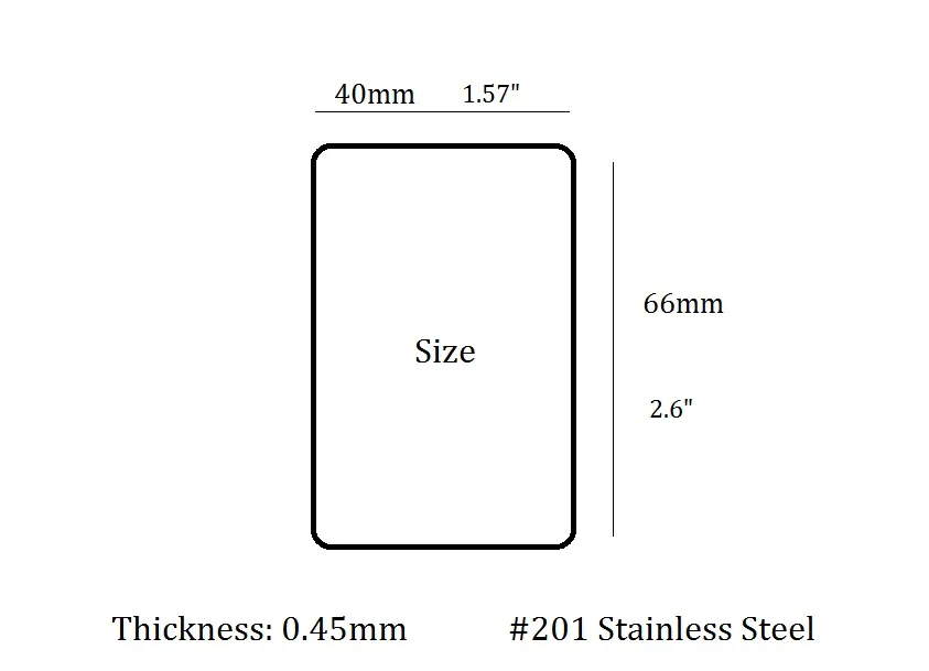 Thickness 0.45mm Small Black Stainless Steel Metal Tag Single Side Brush Finish Business Cards For Laser Engraving