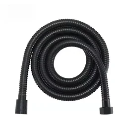 Sleek and Durable Black/Silver Flexible Shower Hose Extension - Stainless Steel 1.5/2M - 2m (Black)