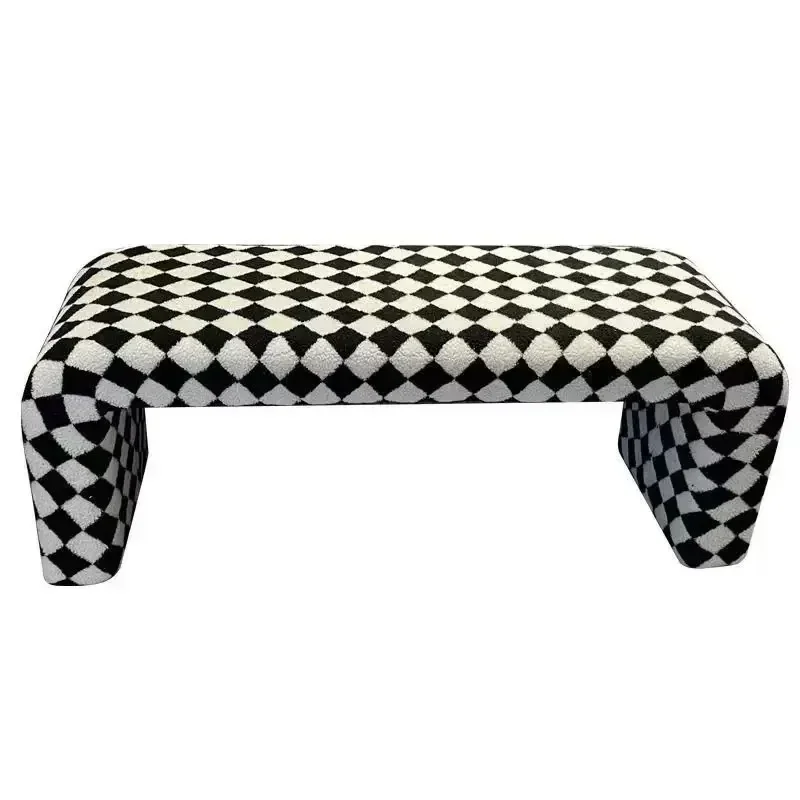 Living Room Furniture Sofa Chair Nordic Minimalist Shoe Changing Bench Sofa Stool Creative Black and White Checkerboard Chair