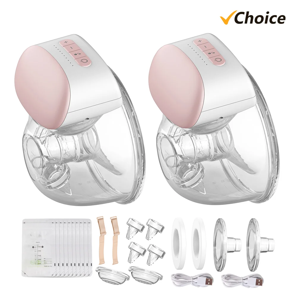 Bebebao BB-P1 Wearable Electric Breast Pump Hands Free Portable Breast Cup 8oz/240ml BPA-free 3 Modes 10 Suction Levels 2 Pack