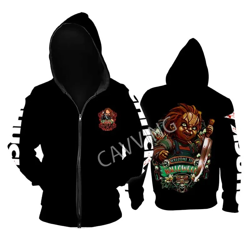 New Fashion Printed   Chucky  Loose Metal Rock  Zipper Hoodies Gothic Top Harajuku Cotton Unisex Clothing  SR2 4