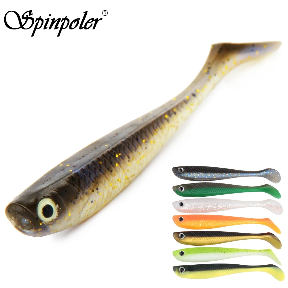 Spinpoler Soft Lures 55mm 80mm 95mm Fishing Lure Shad Artificial Bait Paddle  T-Tail Wobbler Swimbait For Bass Pike Leurre Souple