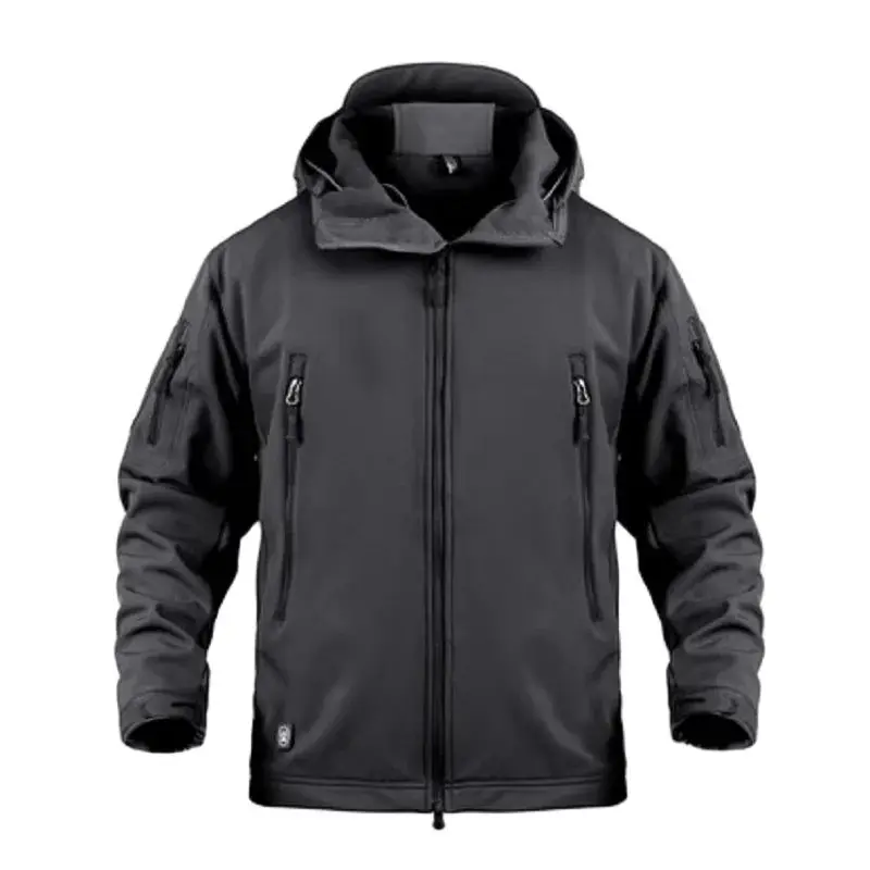 

Outdoor Sports Tactics Autumn And Winter Black Soft Shell Charge Coat Wind And Snow Resistant Water Repellent And Breathable