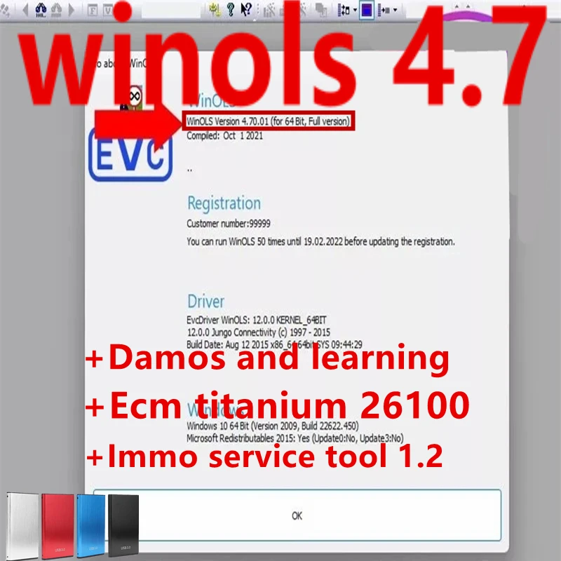 2023 Winols Di Vendita Caldi 4.7 Con Plugin Vmware + Damos E Learning + Ecm Titanium 1.61 + Immo Service Tool V1.2 + Ecu Remapping Le