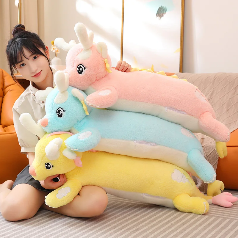 Lovely Giant Chinese Dragon Plush Stuffed Toy Cute Cartoon Plushie Doll Soft Long Pillow Anime Kids Toys Baby Sleep Pillows