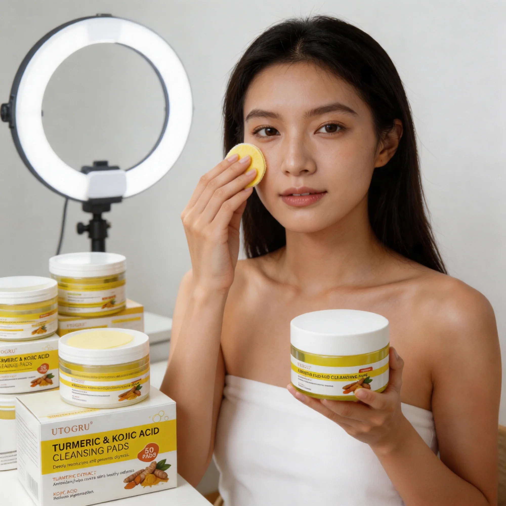 Turmeric & Kojic Acid Cleansing Pads For Dark Spots And Brightening_voghion.com
