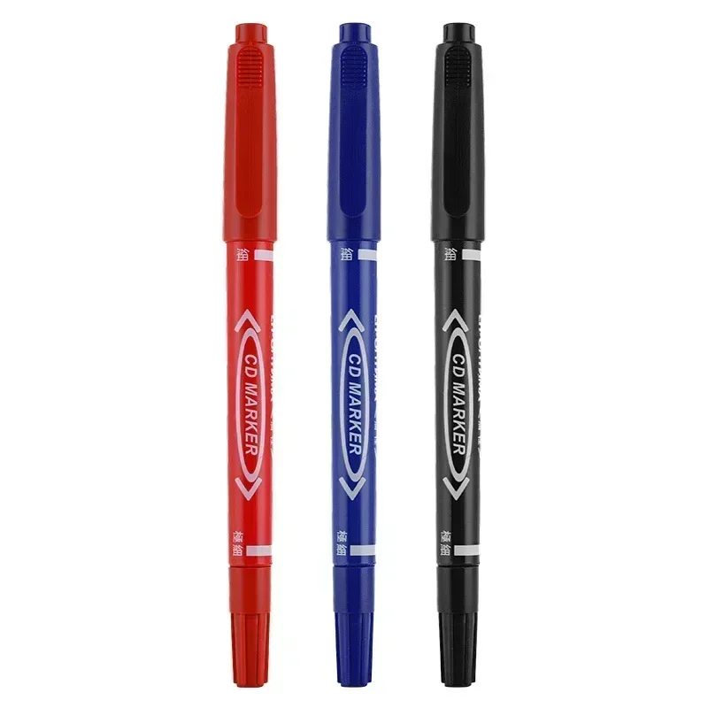 5/10 Pcs Twin Tip Permanent Marker Black/Blue/Red Oil Marker Pen Fine Nid Marker Ink Stationery School & Office Supplies 6
