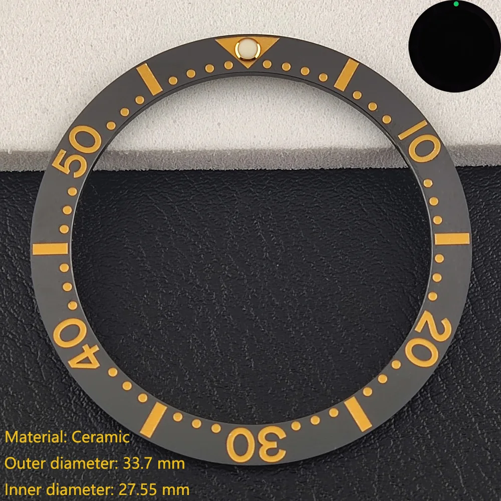 Premium Flat Ceramic Bezel Insert - 33.7mm x 27.5mm - Watch Replacement Accessory