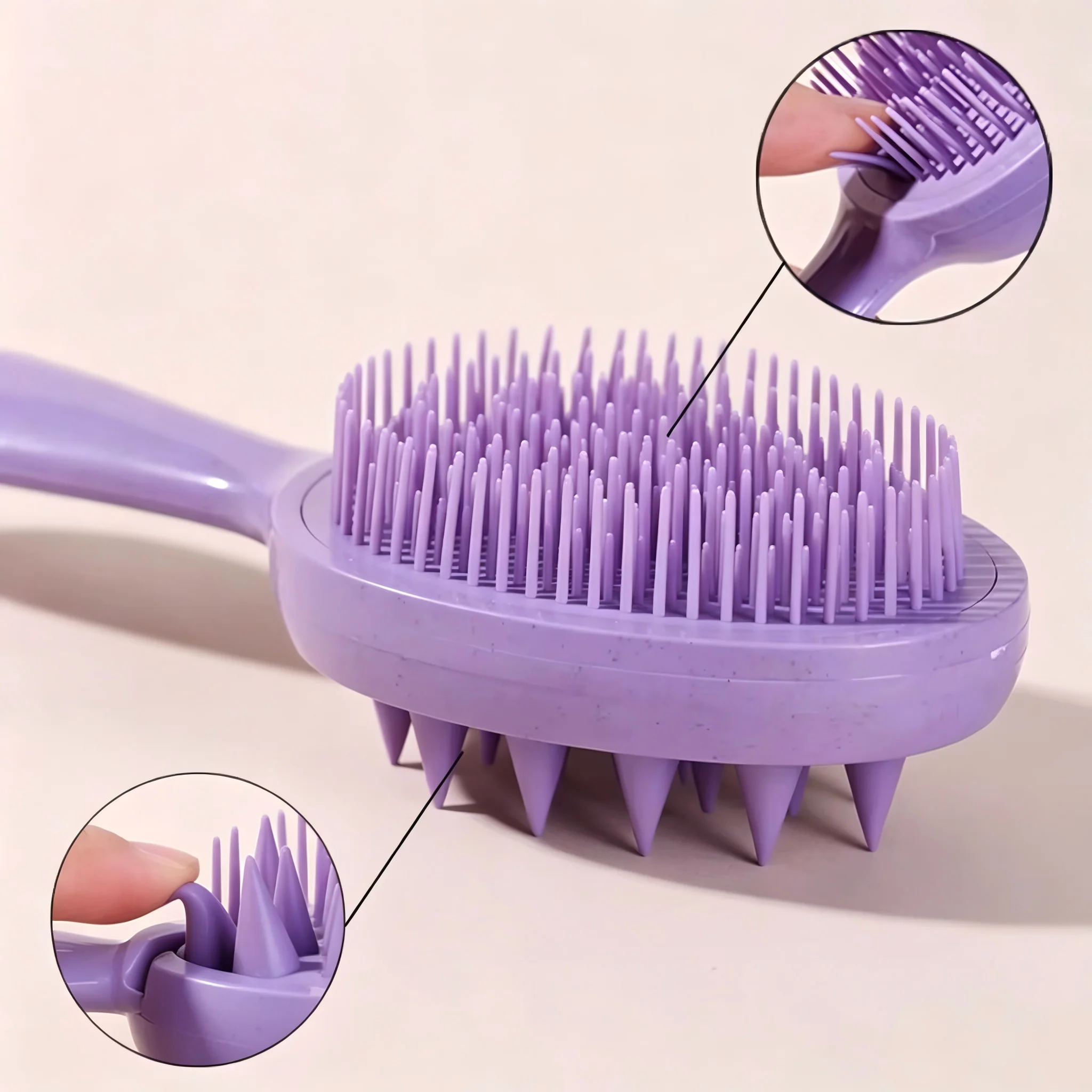 Massaggiatore per Cuoio Capelluto 2 in 1, Spazzola per Shampoo a Doppia Faccia, Pettine in Silicone per Crescita dei Capelli e Rimozione della Forfora, Uso su Capelli Bagnati o Asciutti - immagine 5