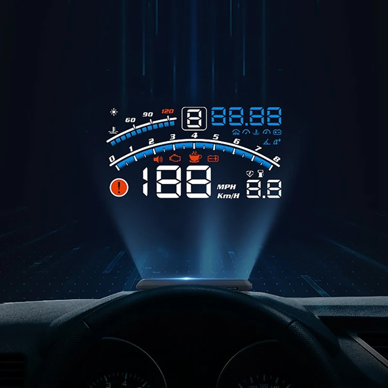   HUD ÷  ÷, ڵ OBDII EUOBD Ʈ ˸, , 5.5 ġ RPM KM/H MPH